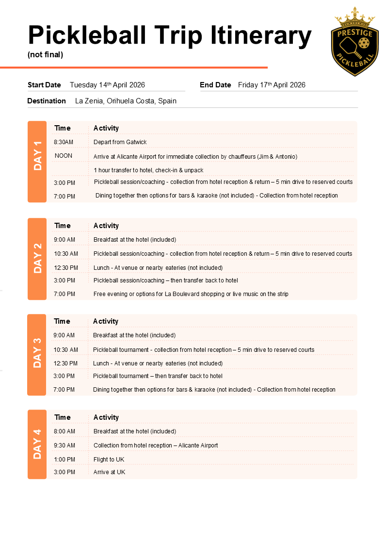 Costa Blanca retreat itinerary (April 2026)